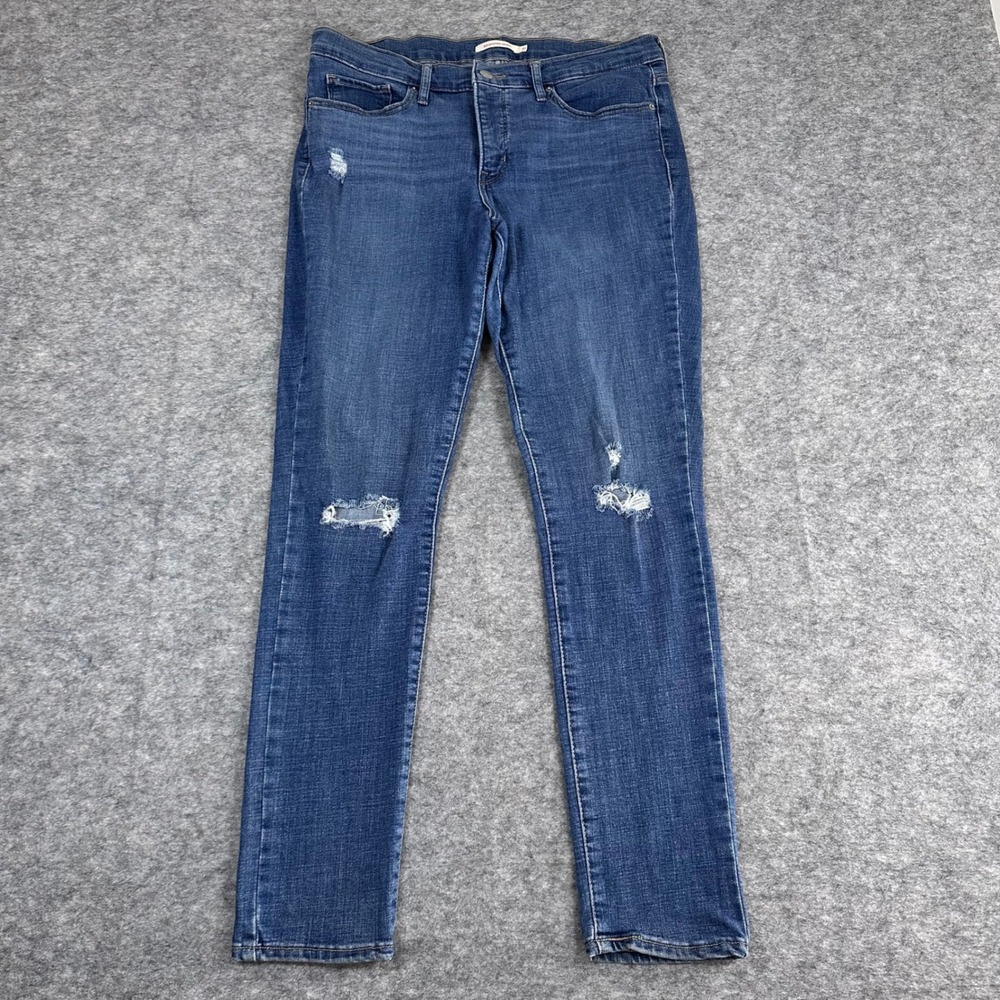 Levi's 311 Shaping Skinny Jeans Womens 31 Blue Good Distressed Mid Rise Denim